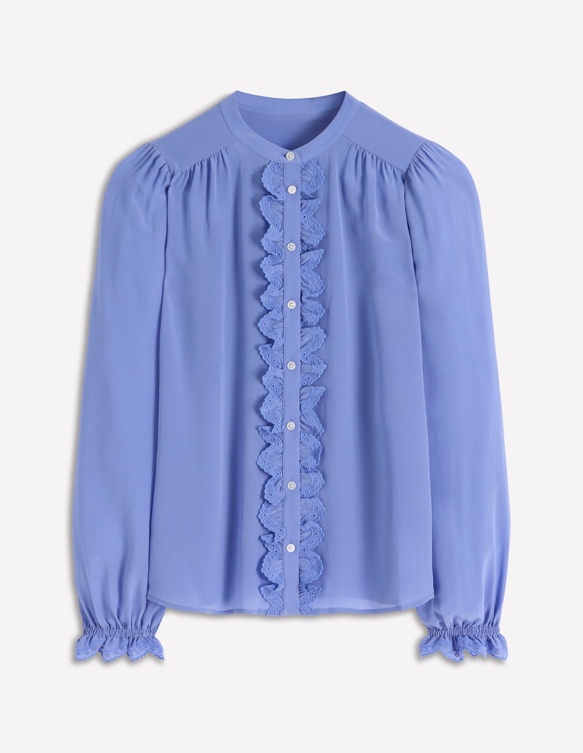 Alice Frill Front Silk Top-Soft Blue Broderie-5