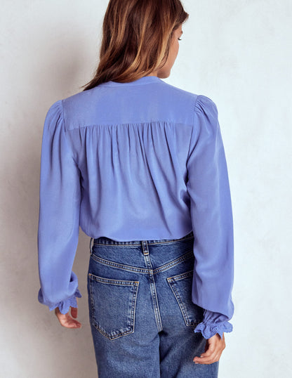 Alice Frill Front Silk Top-Soft Blue Broderie-3