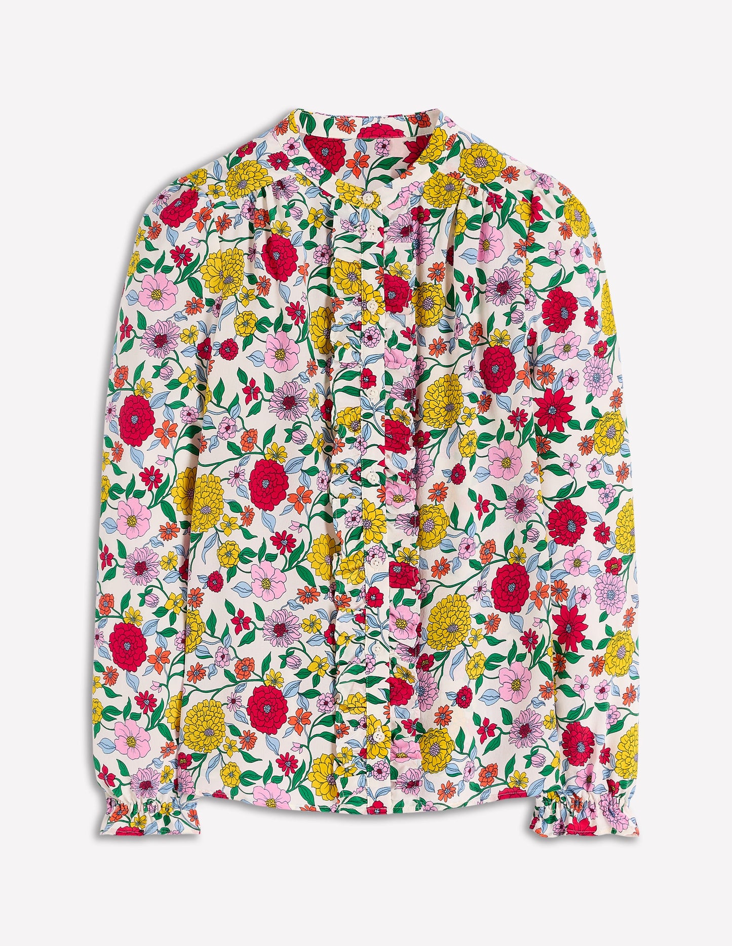 Alice Frill Front Silk Top-Multi, Dahlia Trail