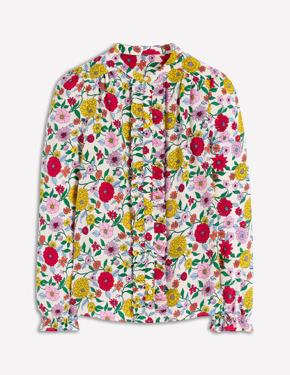 Alice Frill Front Silk Top-Multi, Dahlia Trail-8