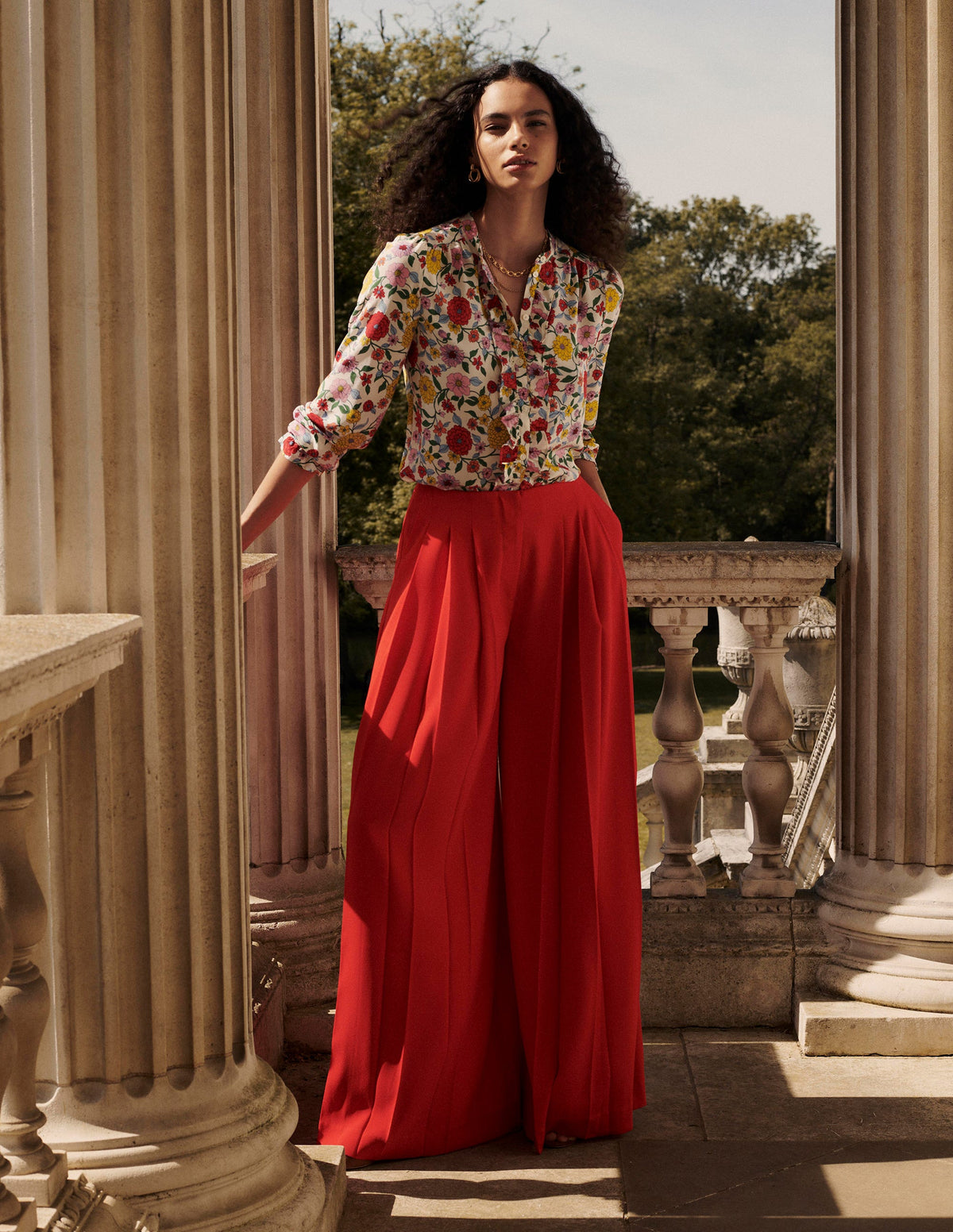Alice Frill Front Silk Top-Multi, Dahlia Trail - Image 7