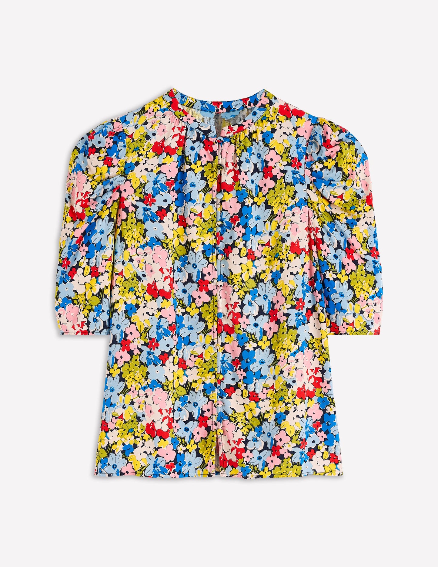 Mutton Sleeve Smart Top-Multi, Flowerbed Cluster