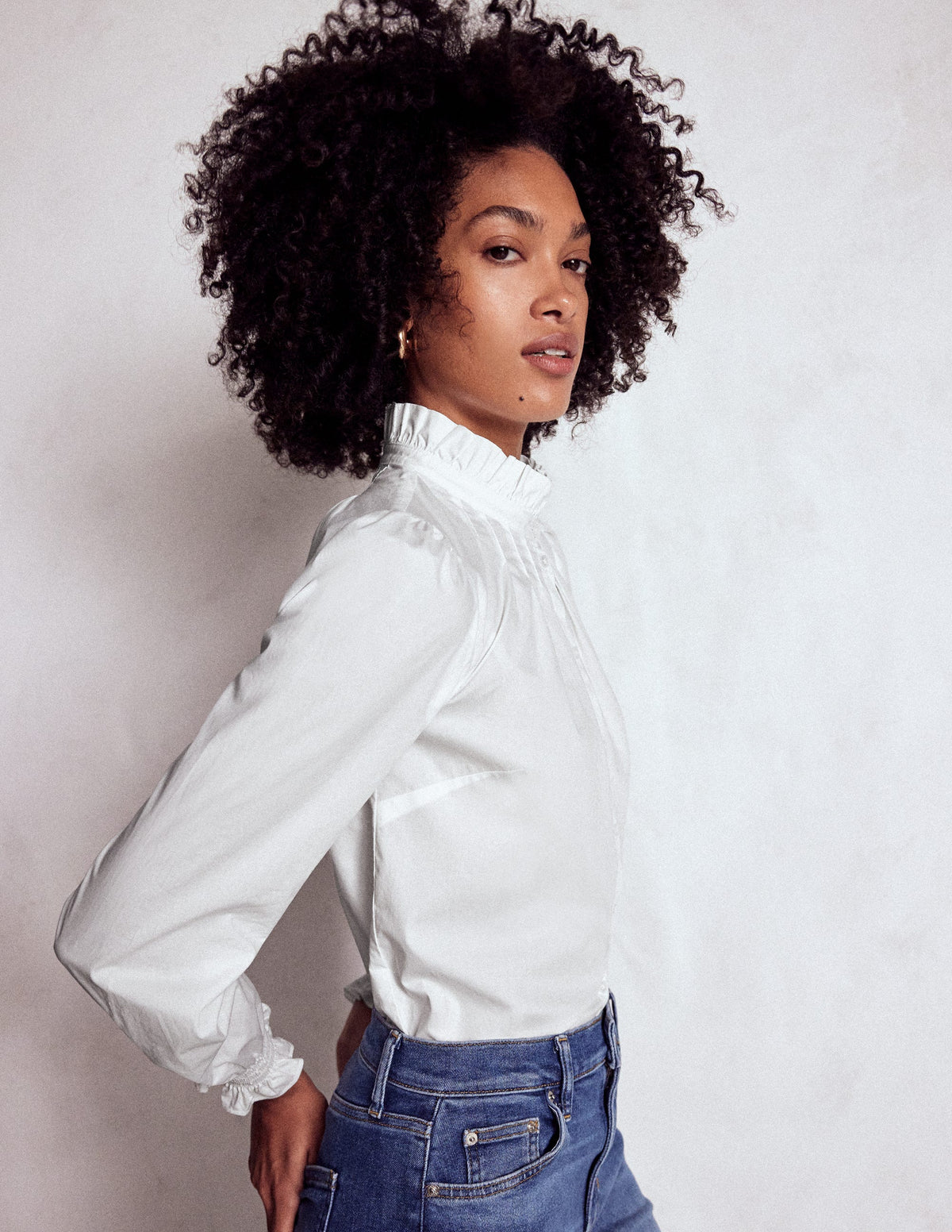 Lorna Pleated Cotton Top-White - Image 4