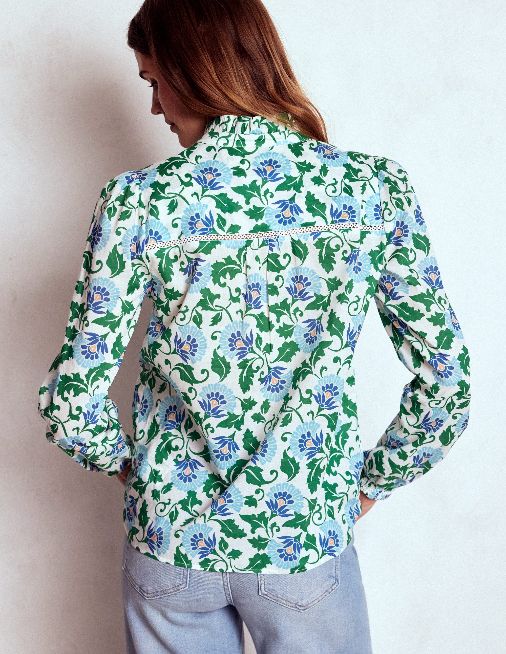 Helena Cotton Top-Rich Emerald, Ornate Vine - Image 3