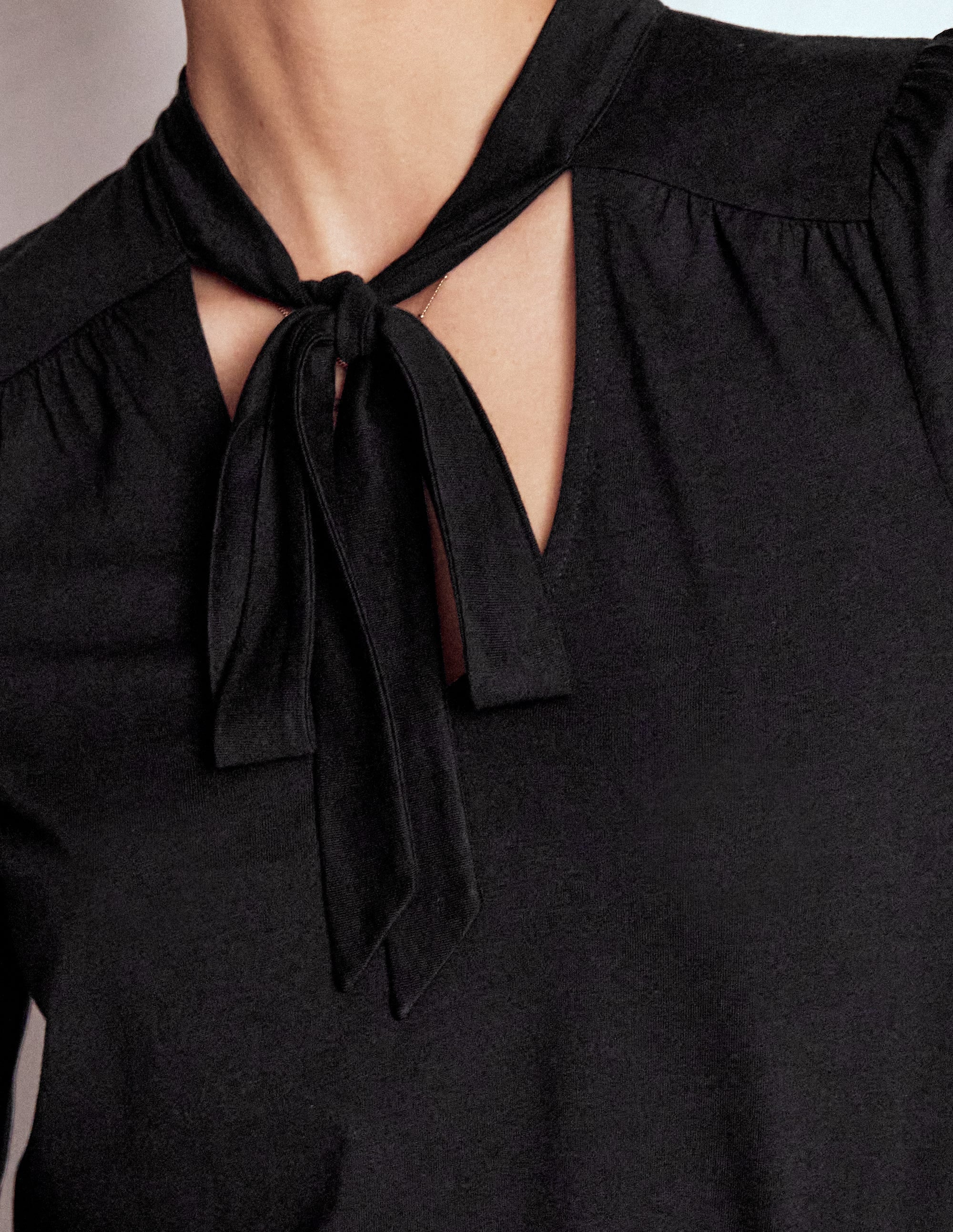 Tie Neck Supersoft Top-Black - Image 2