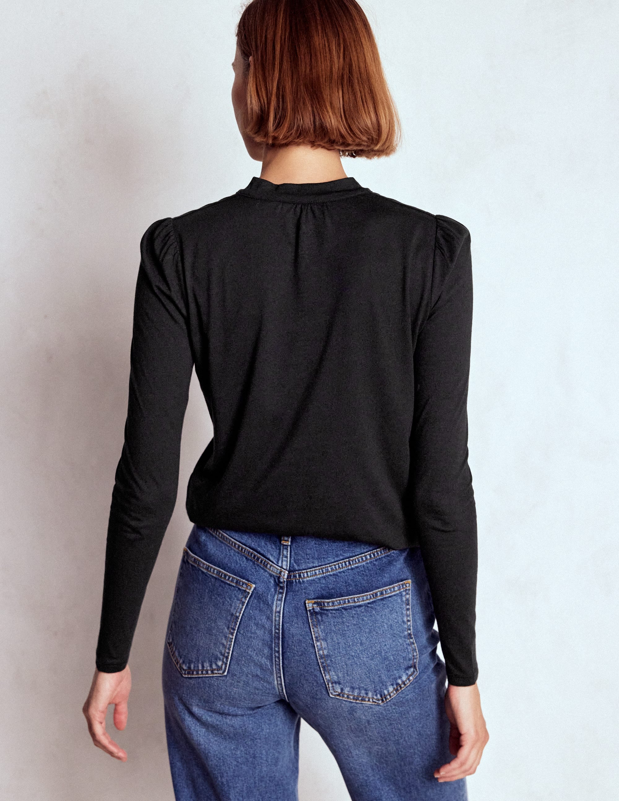 Tie Neck Supersoft Top-Black - Image 3