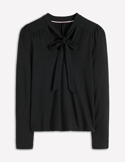 Tie Neck Supersoft Top-Black-5