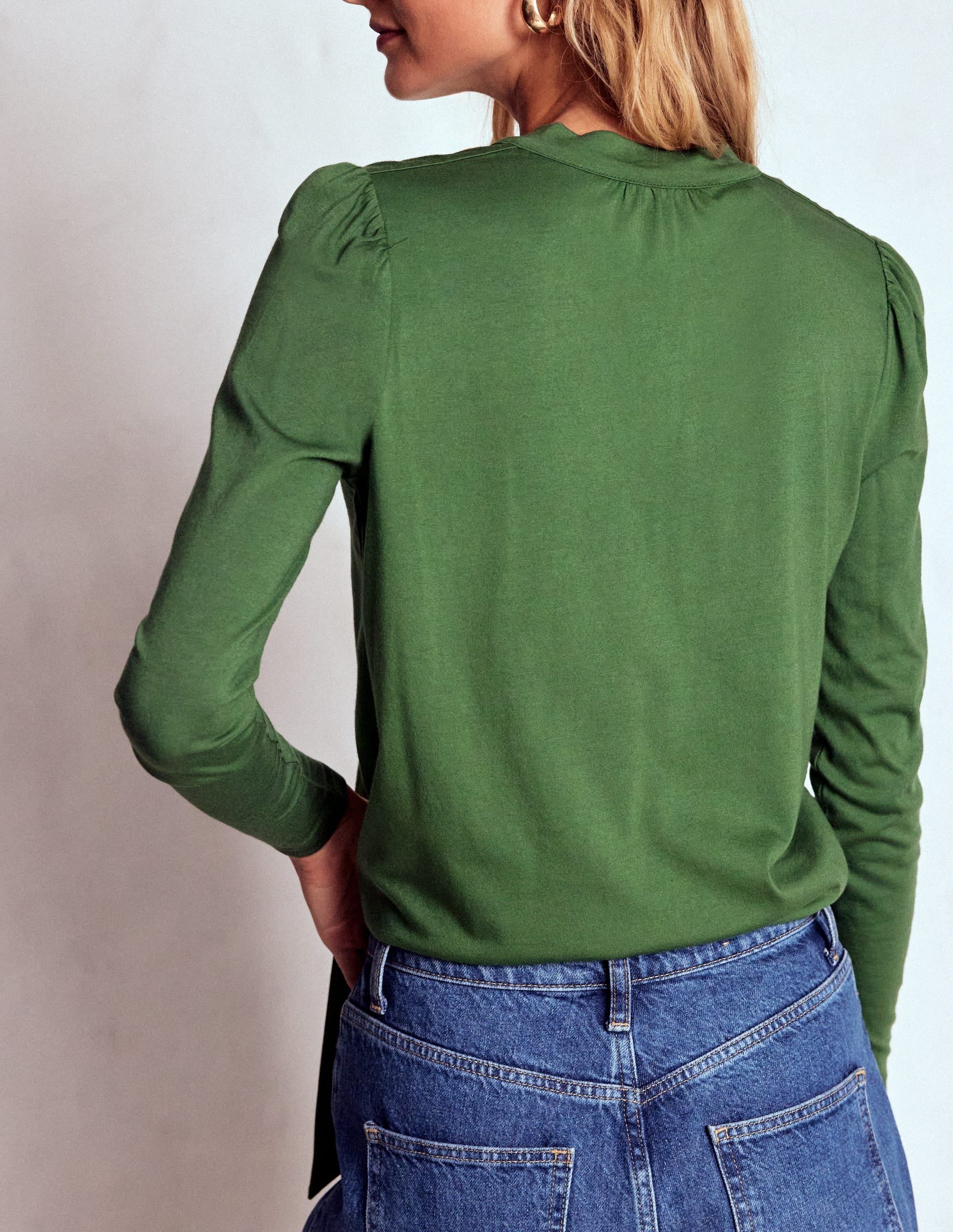 Tie Neck Supersoft Top-Hunter Green - Image 3
