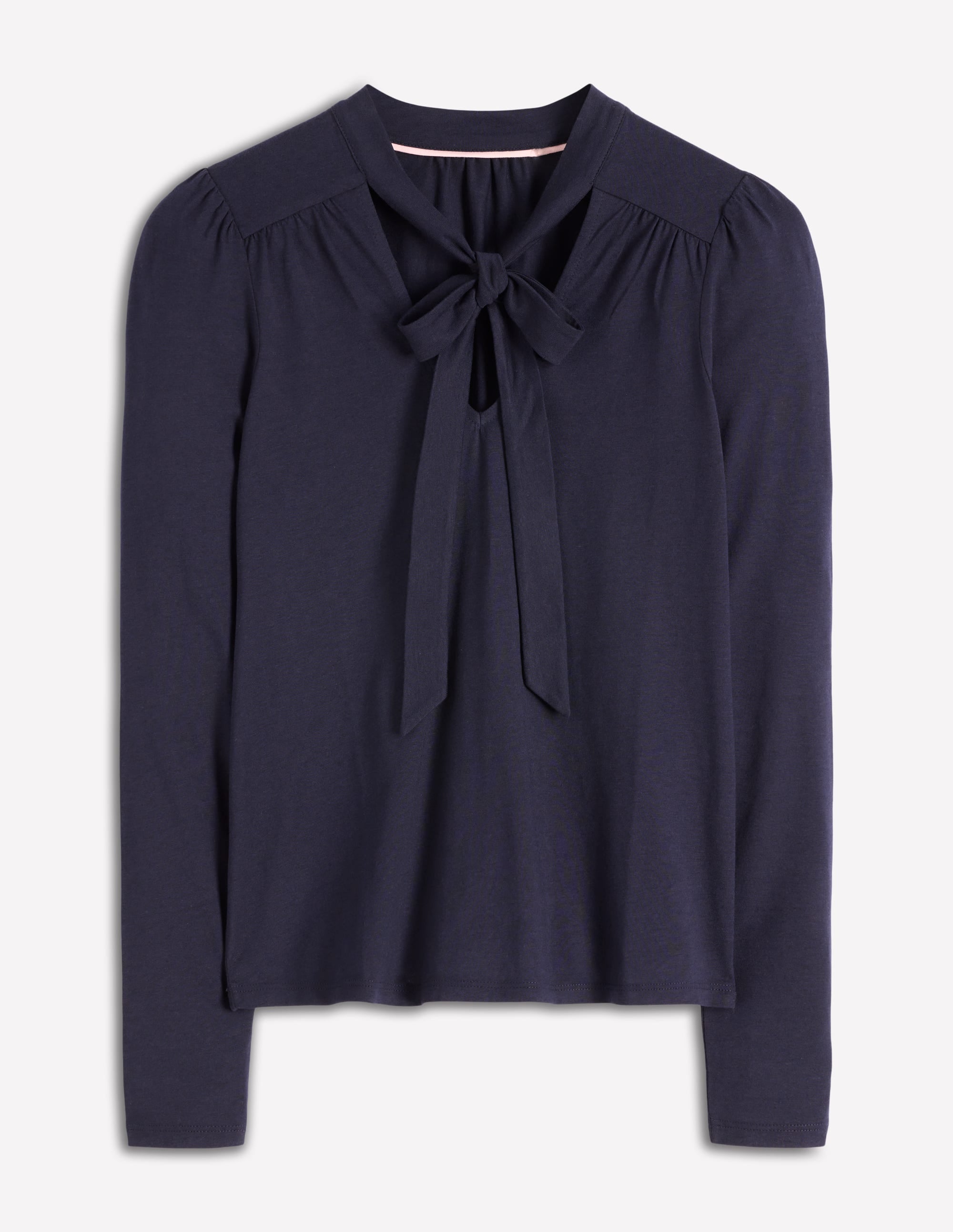 Tie Neck Supersoft Top-Navy - Image 4