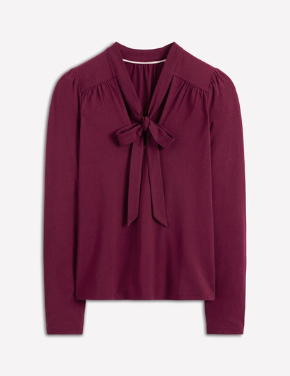 Tie Neck Supersoft Top-Deep Wisteria-5