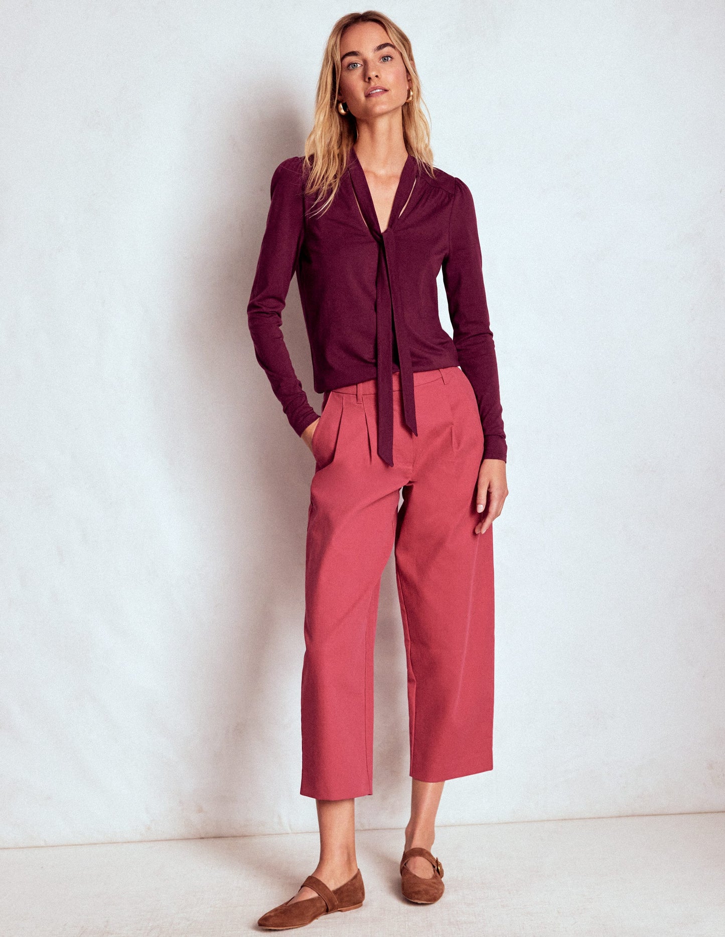 Tie Neck Supersoft Top-Deep Wisteria