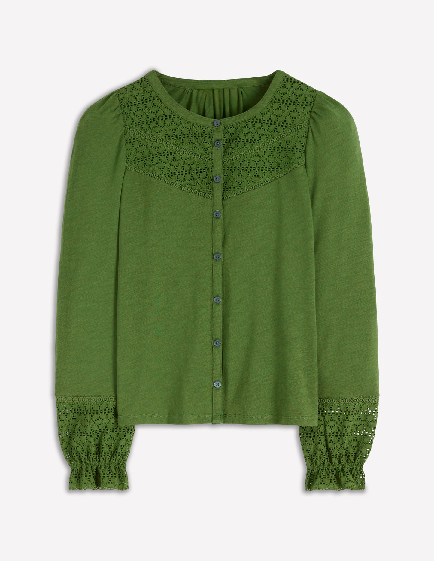 Pippa Broderie Jersey Shirt-Promenade Green