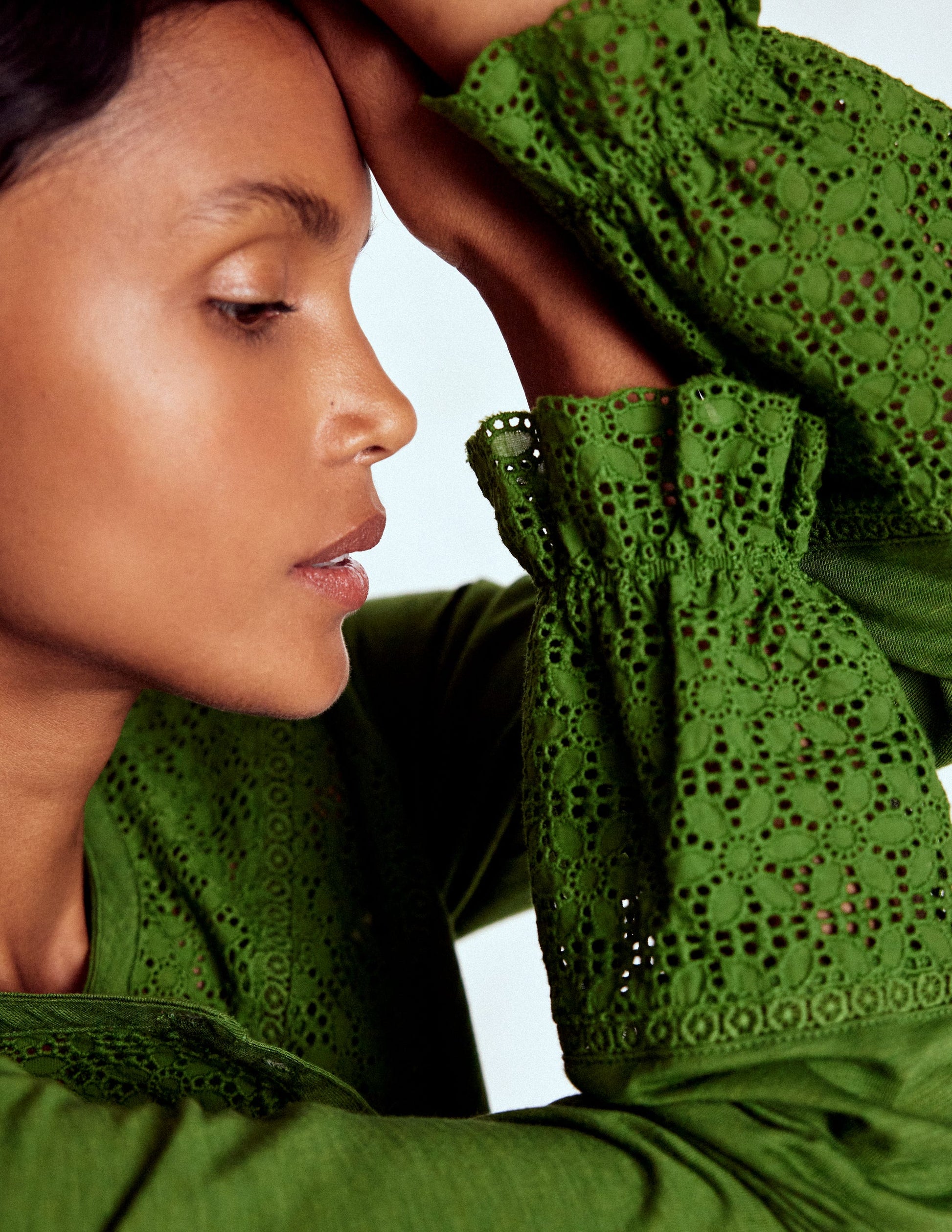 Pippa Broderie Jersey Shirt-Promenade Green-2