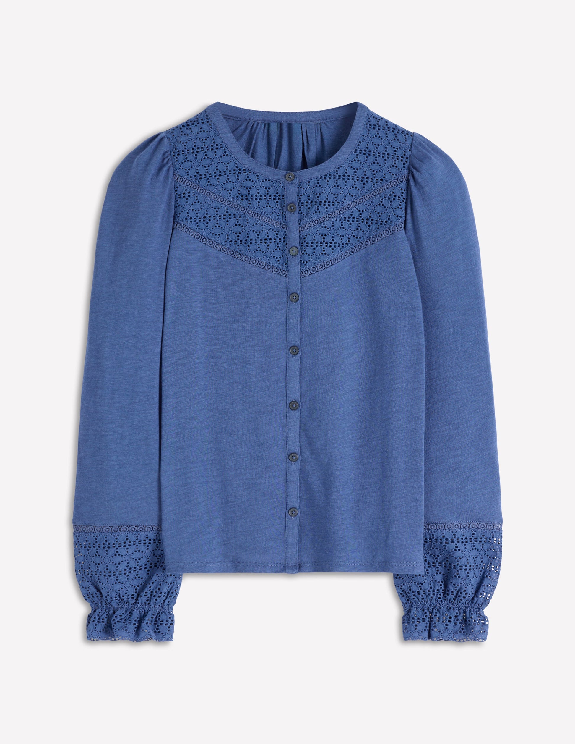 Pippa Broderie Jersey Shirt-Denim Blue-5