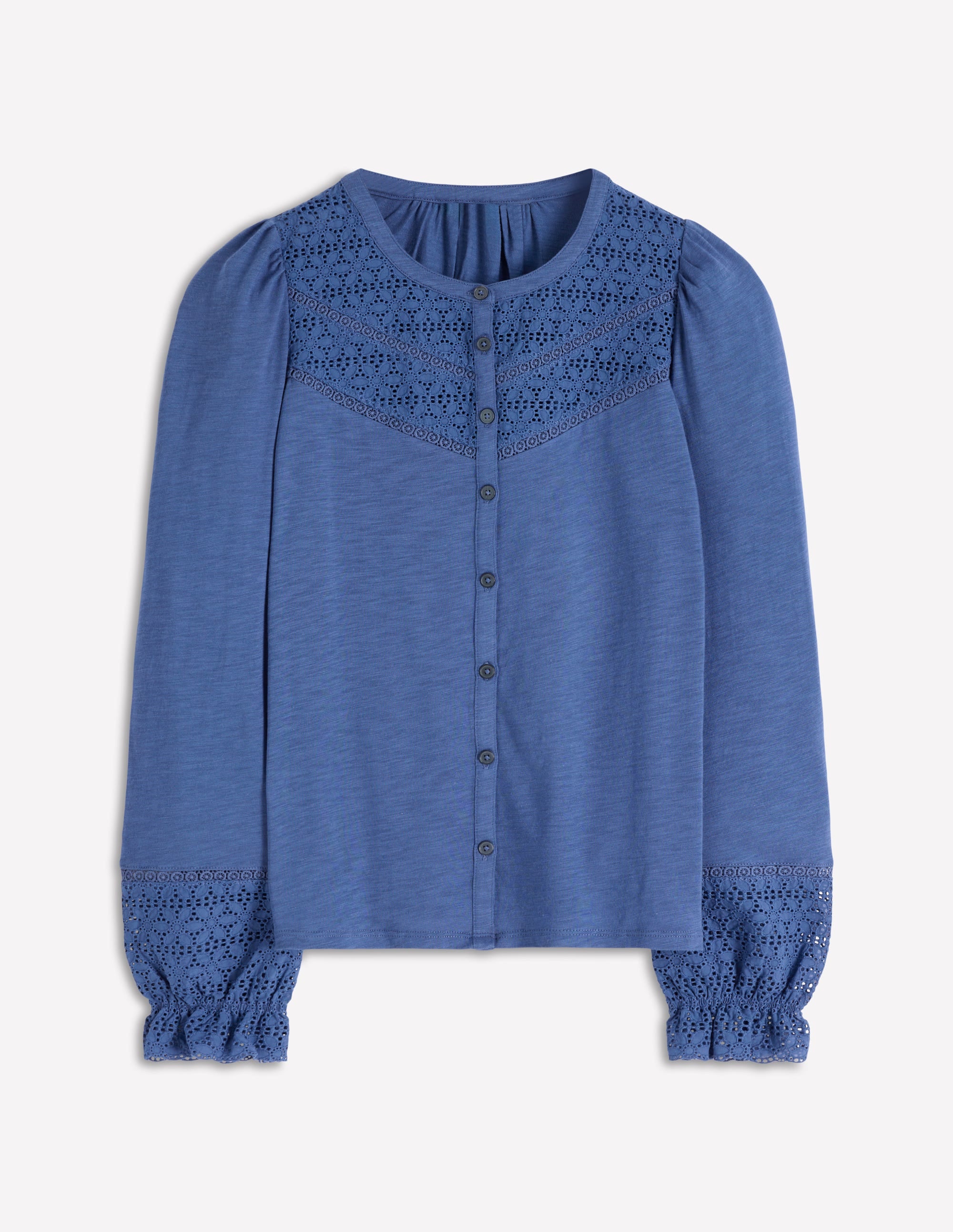 Pippa Broderie Jersey Shirt-Denim Blue - Image 5