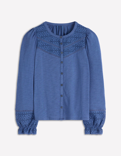 Pippa Broderie Jersey Shirt-Denim Blue-5