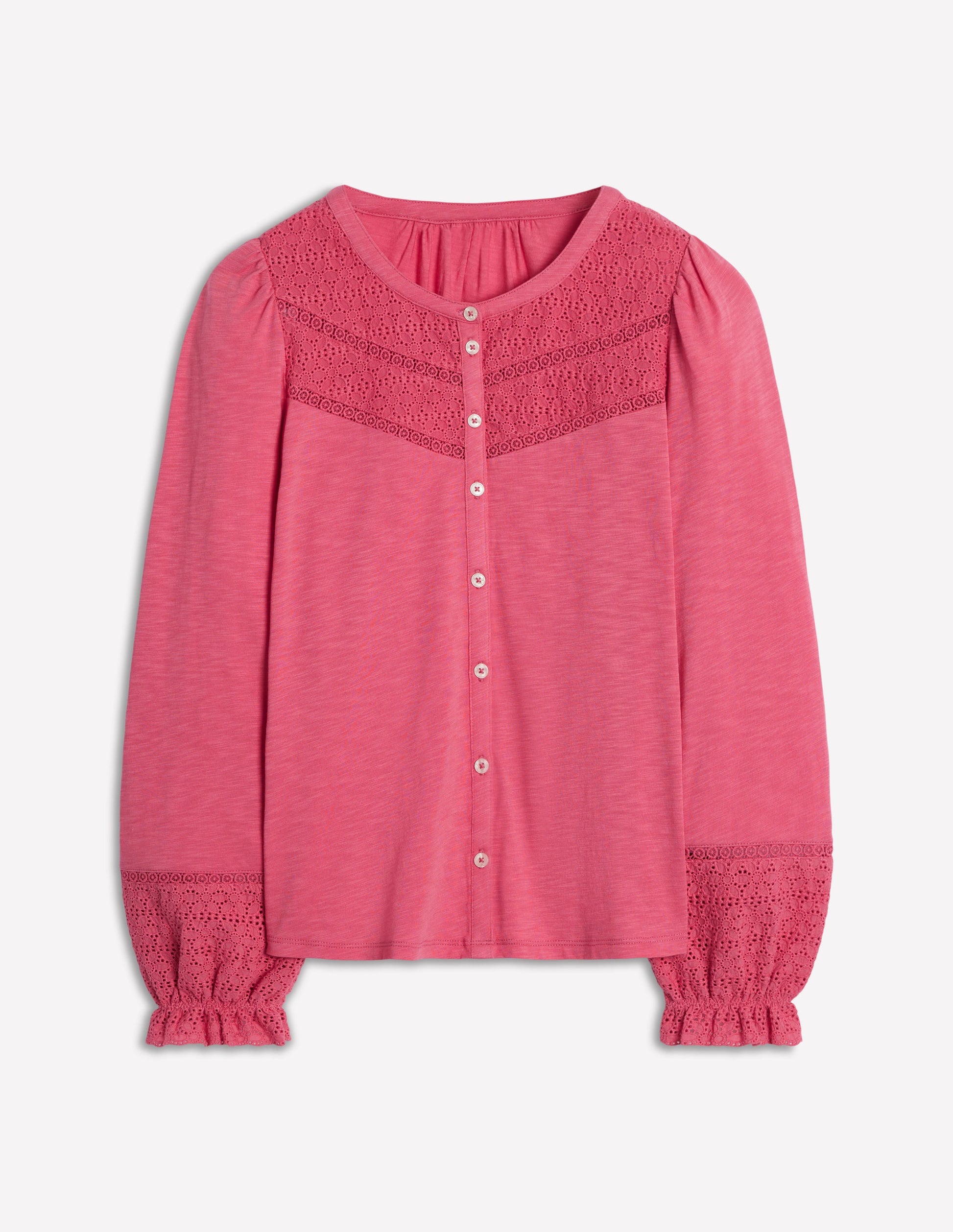 Pippa Broderie Jersey Shirt-Rose Pink-5