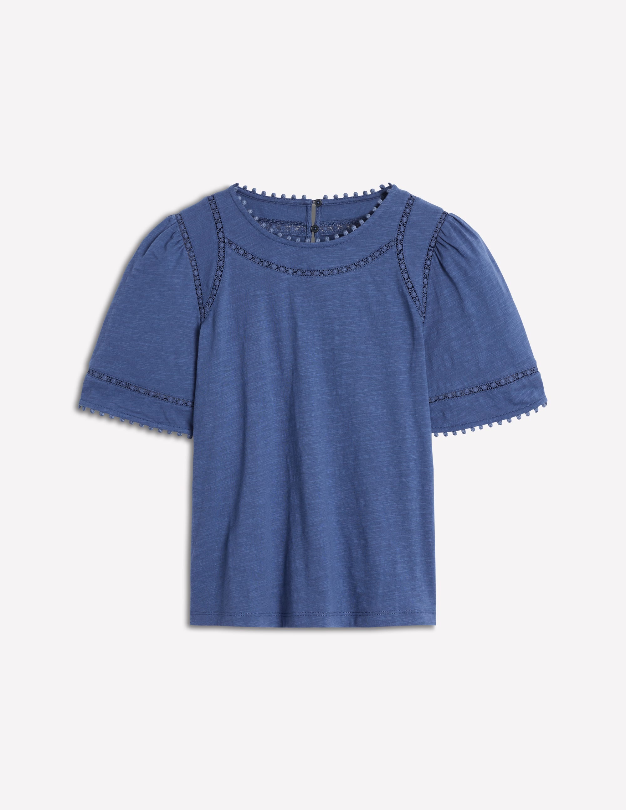Mila Lace Trim Top-Denim Blue - Image 6