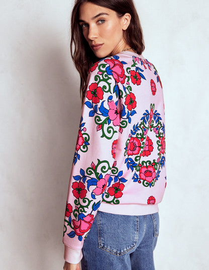 Rosa Printed Sweatshirt-Pink, Ornamental Lattice-3