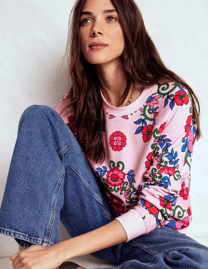 Rosa Printed Sweatshirt-Pink, Ornamental Lattice-4