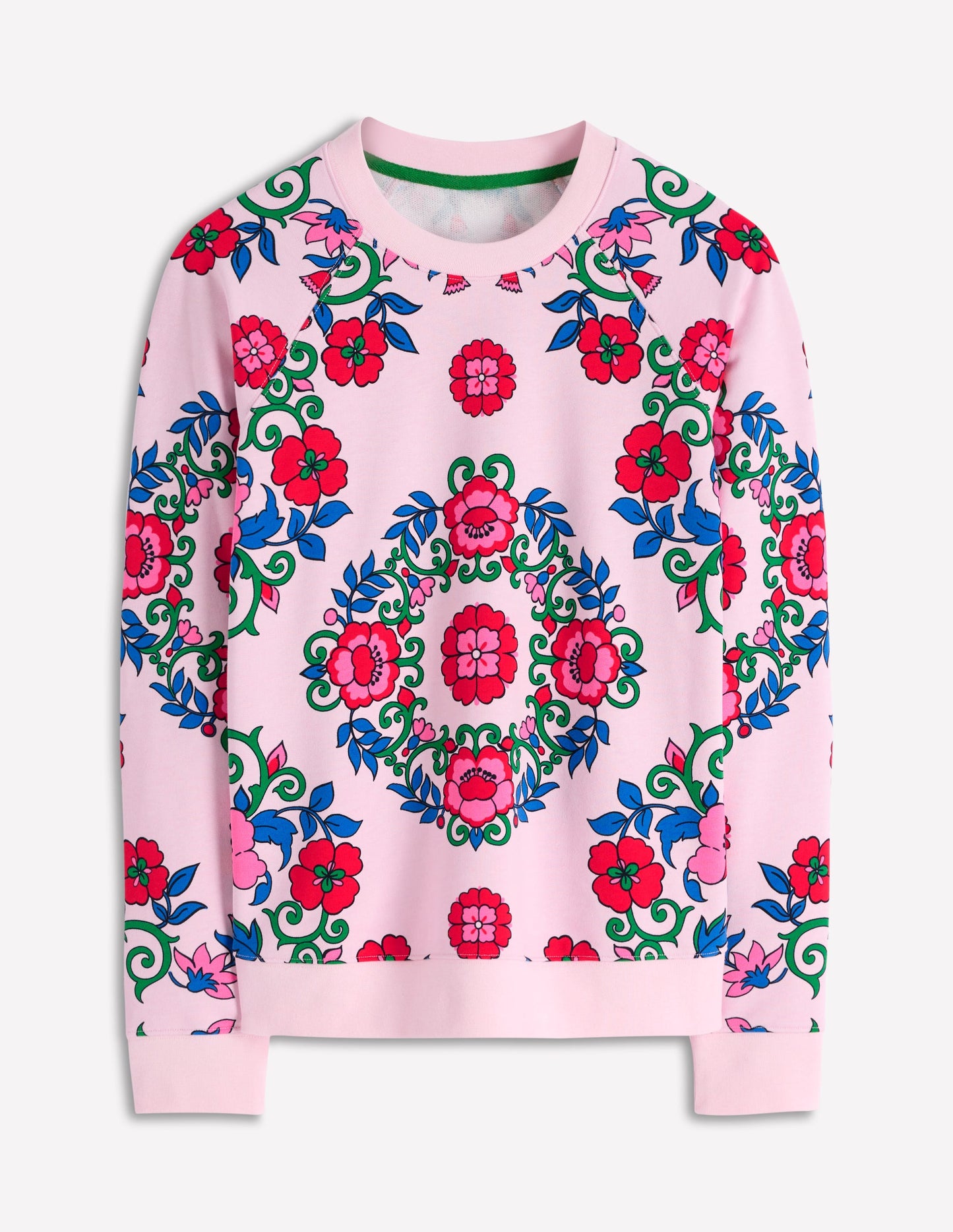 Rosa Printed Sweatshirt-Pink, Ornamental Lattice