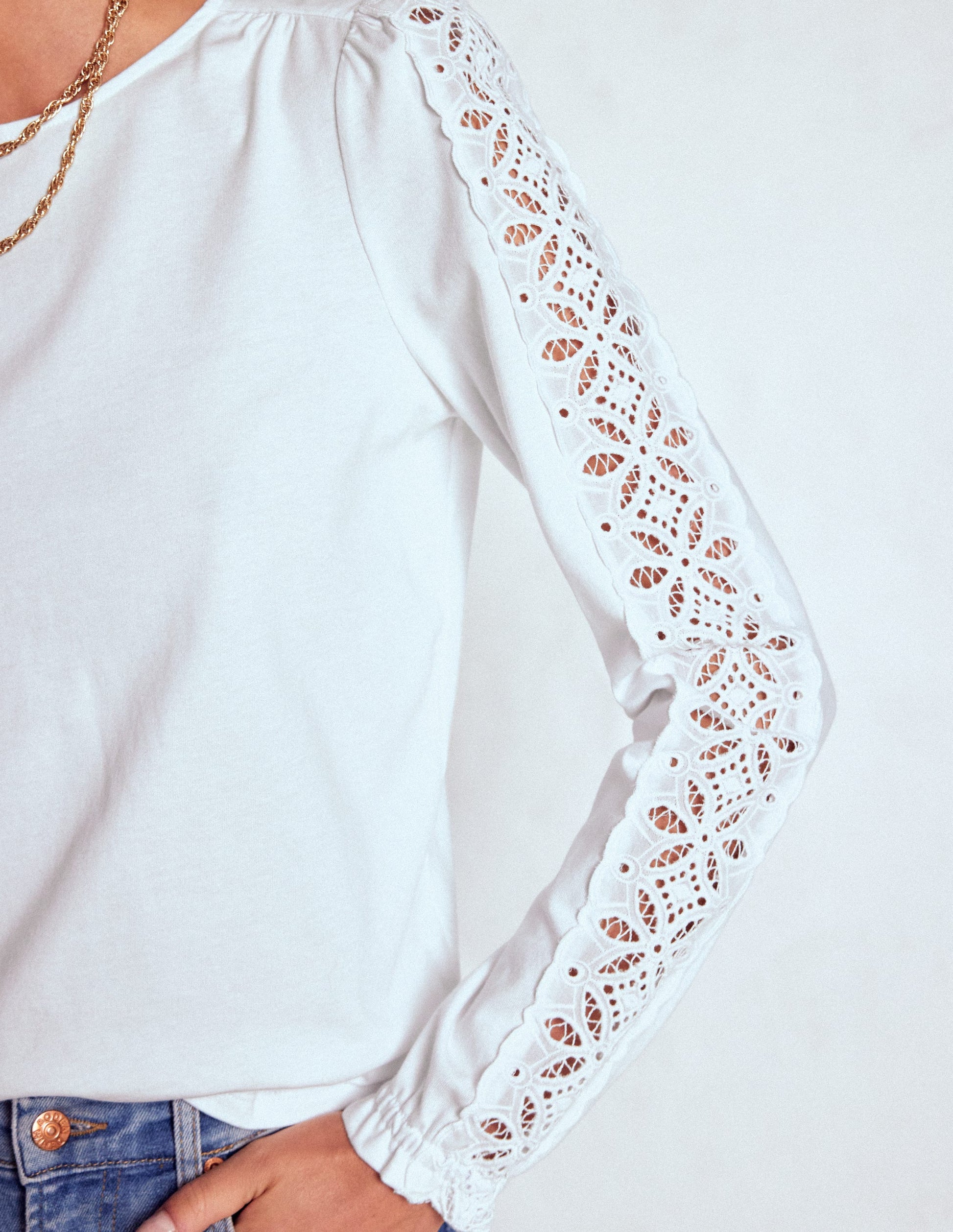 Scarlett Broderie Trim Top-White-2