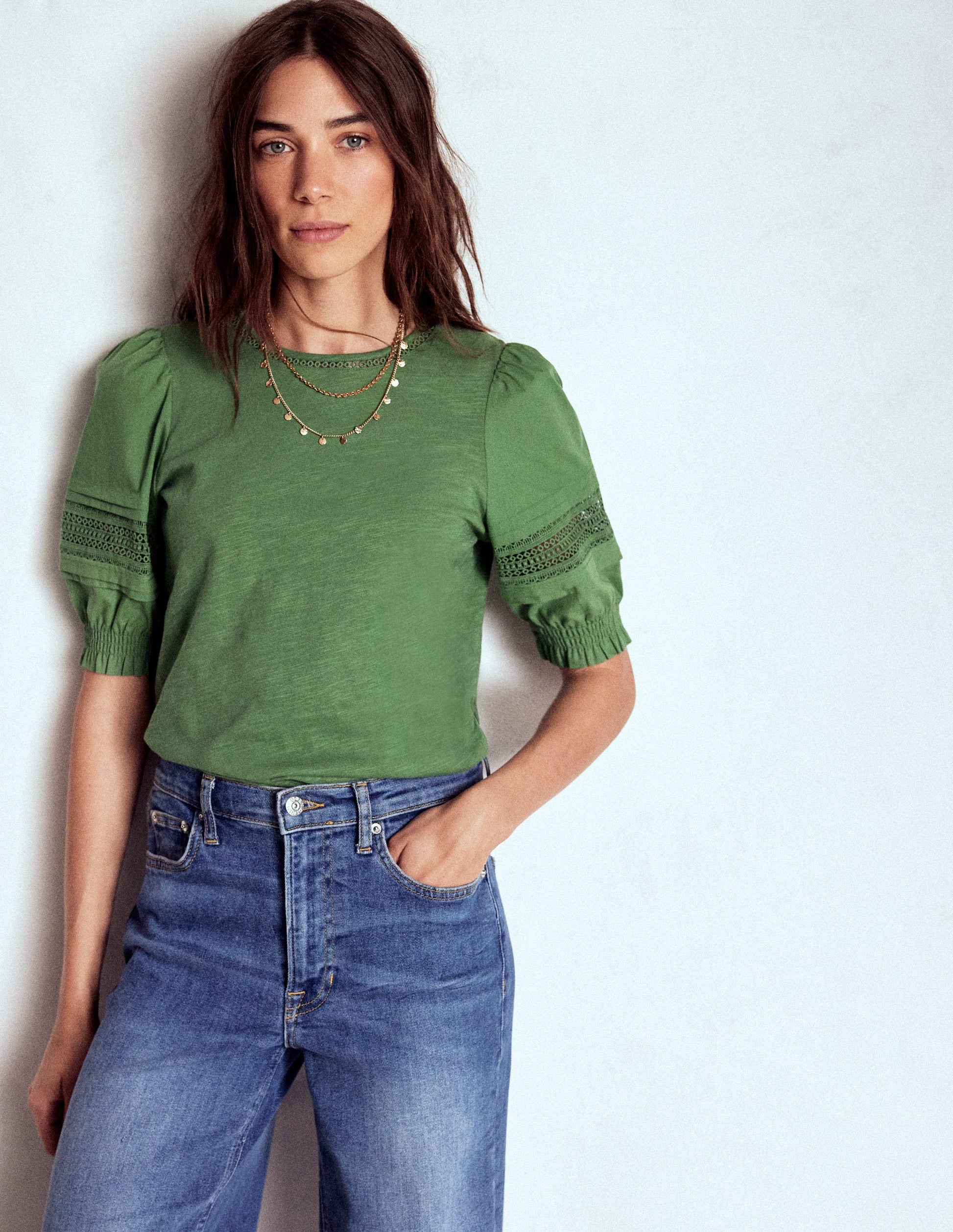 Lottie Puff Sleeve Top-Newt Green-4