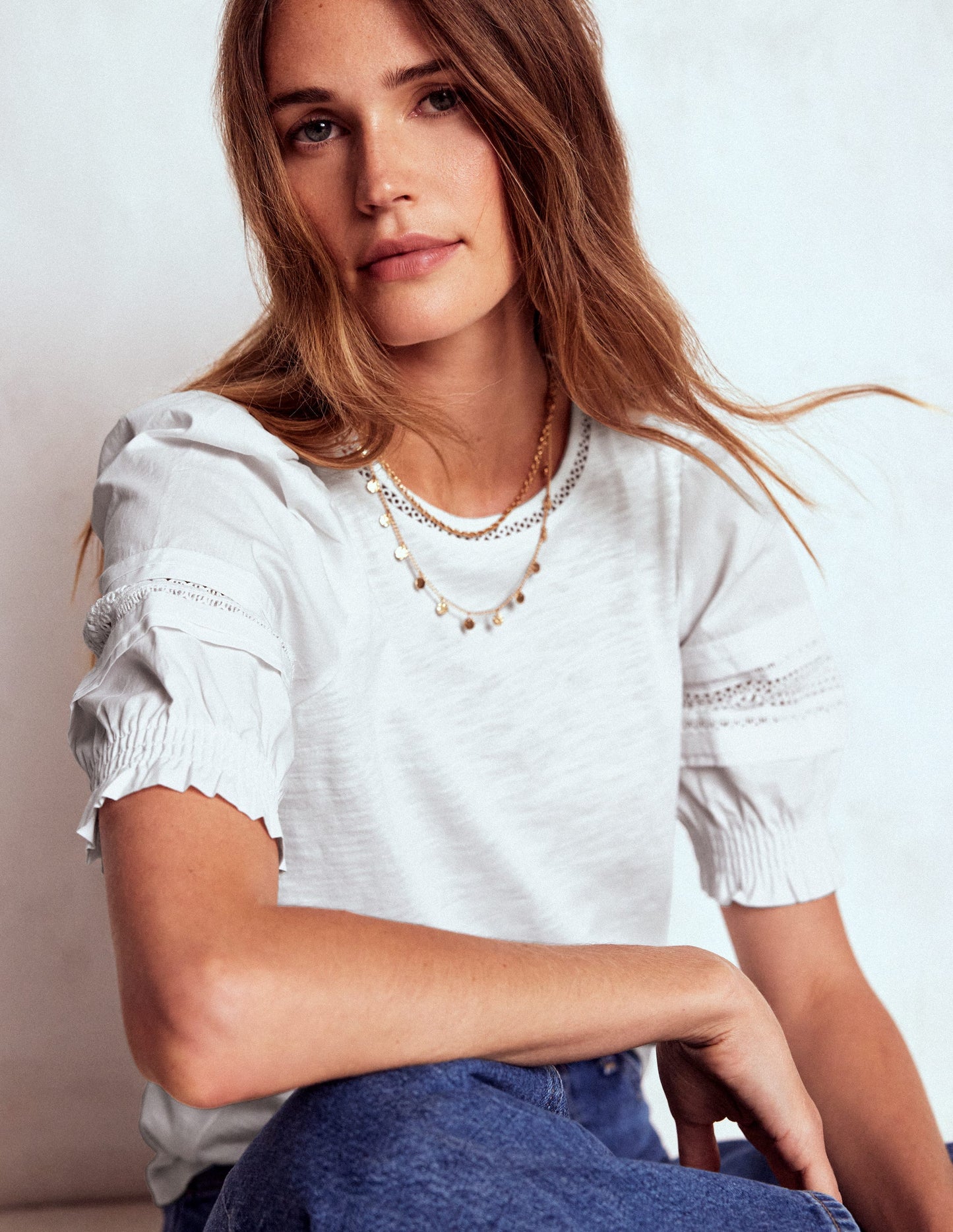 Lottie Puff Sleeve Top-White