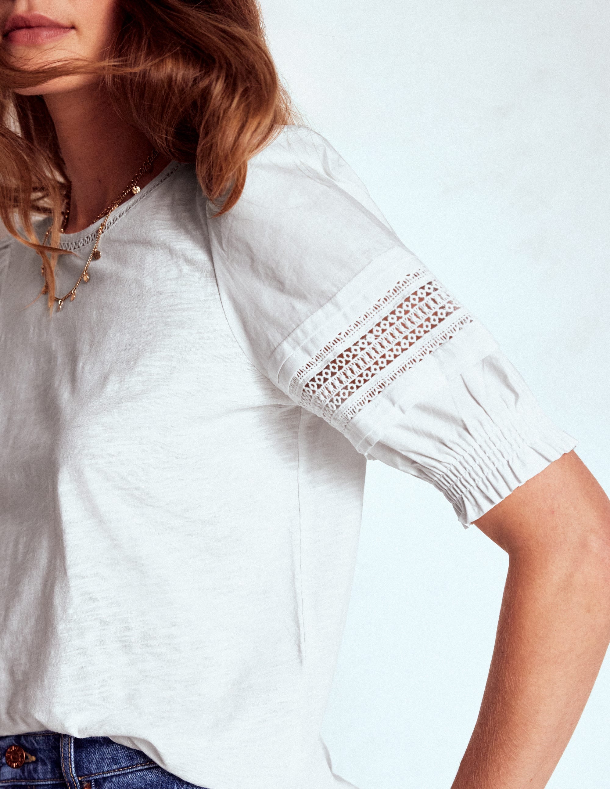 Lottie Puff Sleeve Top-White - Image 2