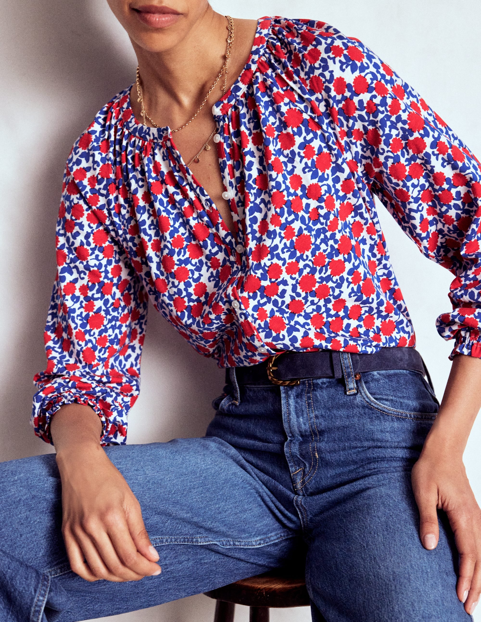 トップス POPPY tulle docking flare shirt POPPY tulle docking flare shirt Poppy Flower Tits Shirt