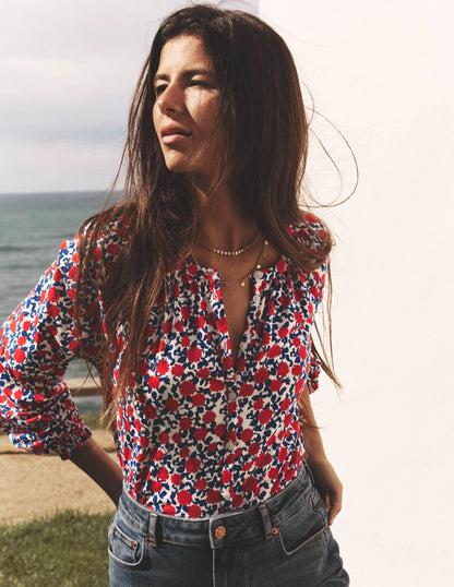 Isla Long Sleeve Jersey Shirt-Poppy Red, Floweret Vine-6