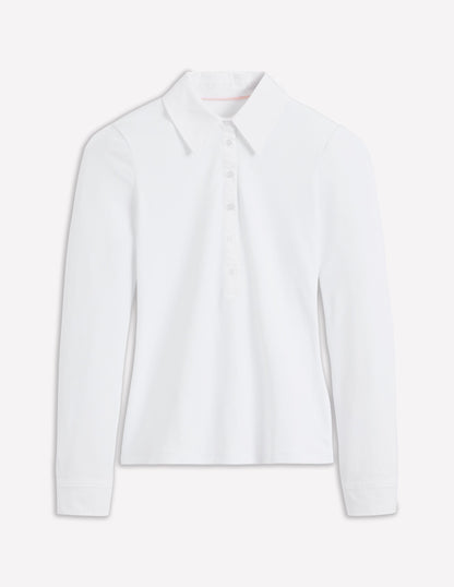 Collared Placket Jersey Shirt-White-5