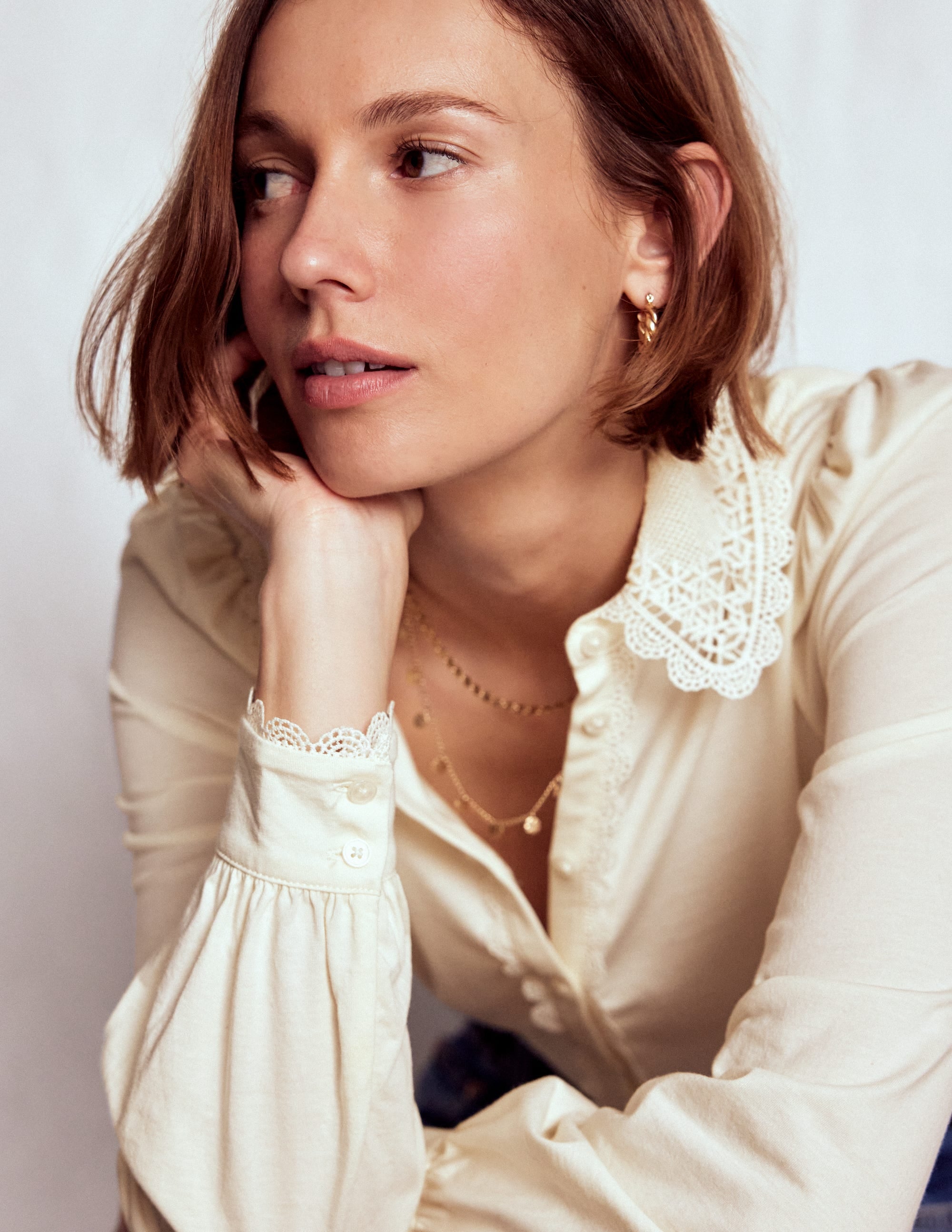 Lace Collar Blouse-Ivory | Boden USA