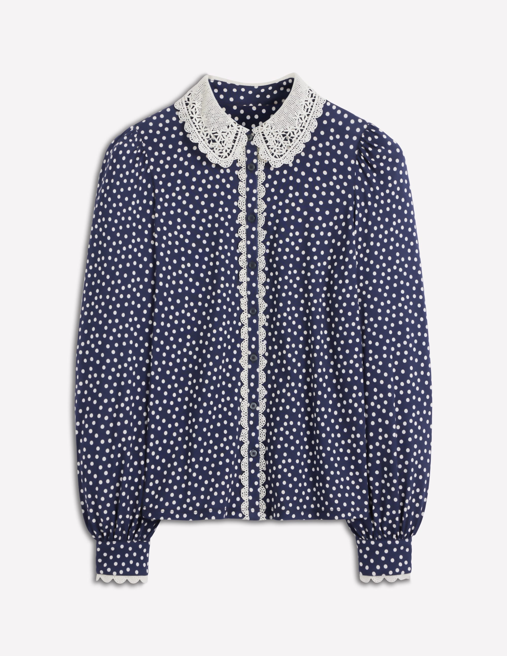 Lace Collar Blouse-Navy - Image 6
