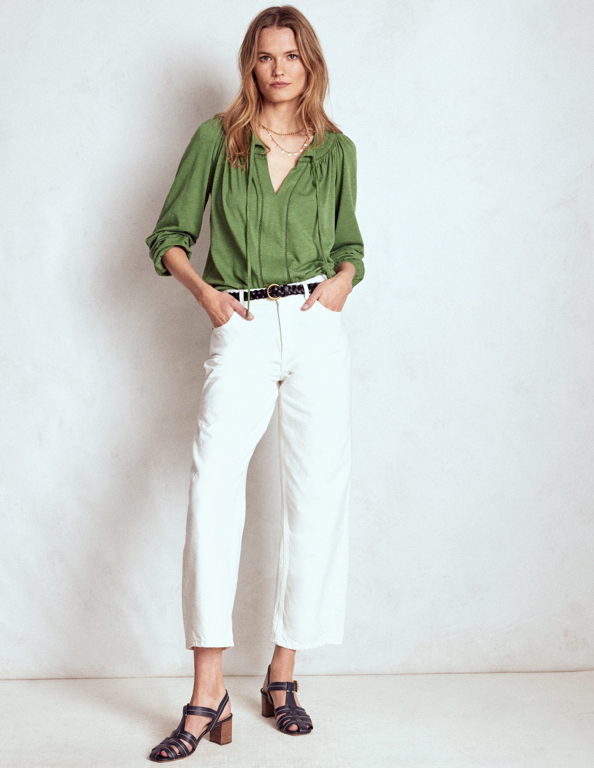 Georgia Smocked Jersey Top-Safari Green-4