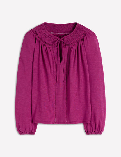 Georgia Smocked Jersey Top-Rich Magenta-6