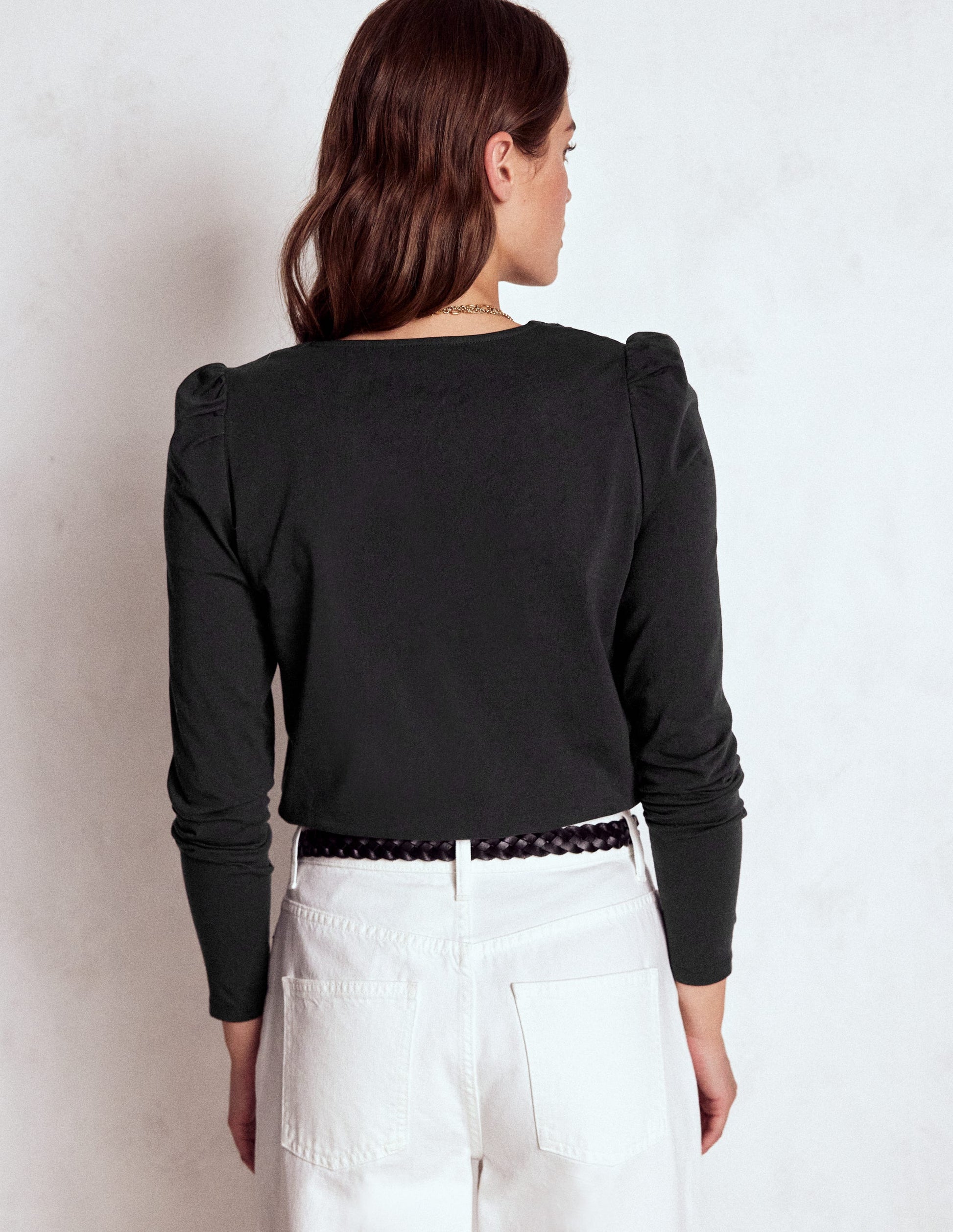 Flora Lace V-neck Top-Black-3