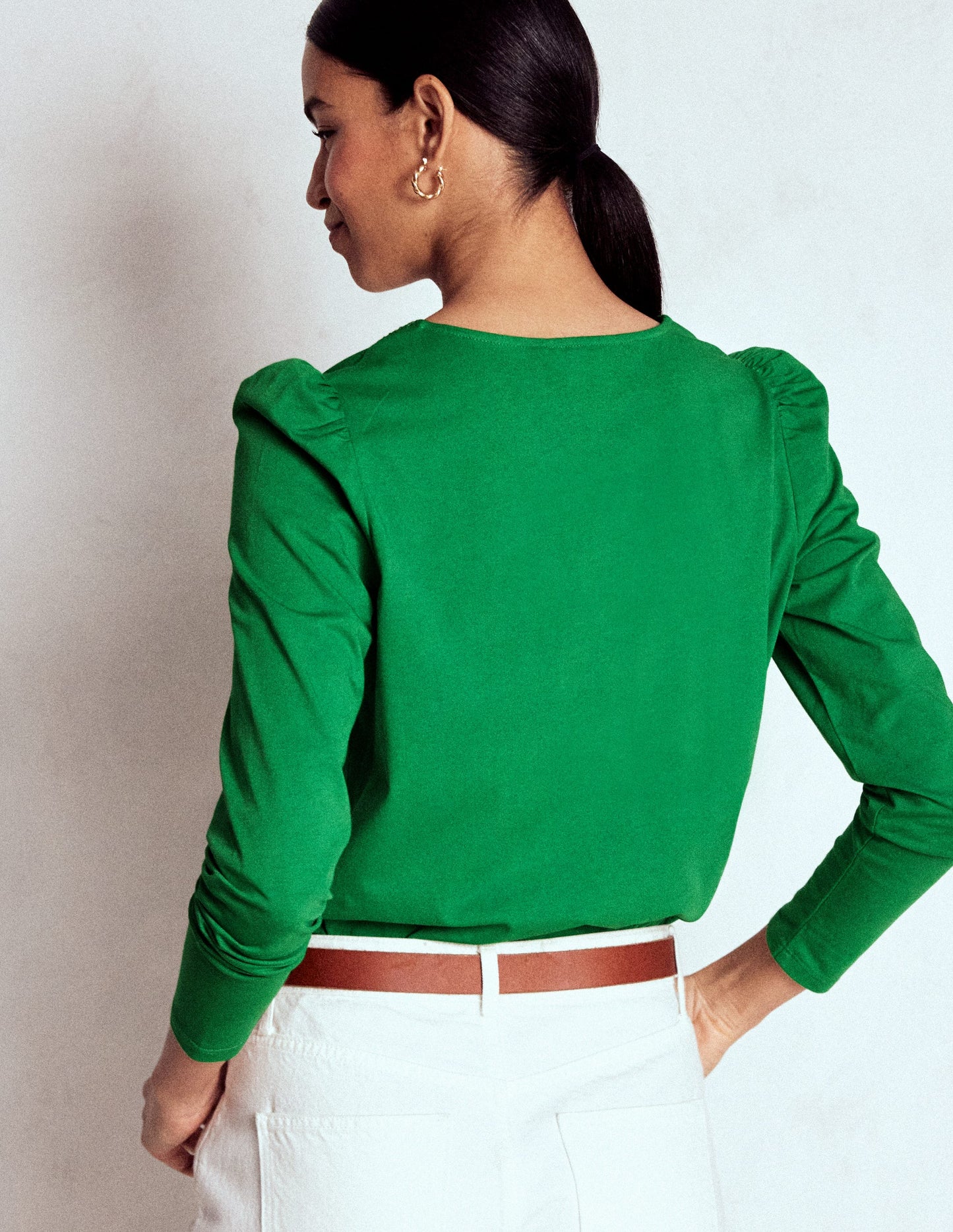 Flora Lace V-neck Top-Highland Green