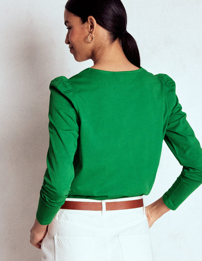 Flora Lace V-neck Top-Highland Green-3