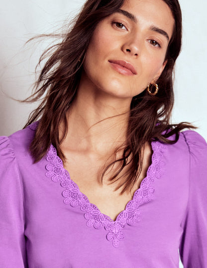 Flora Lace V-neck Top-Amethyst Purple-1