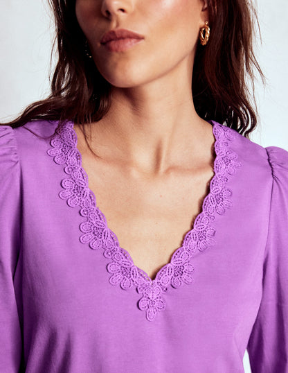Flora Lace V-neck Top-Amethyst Purple-2
