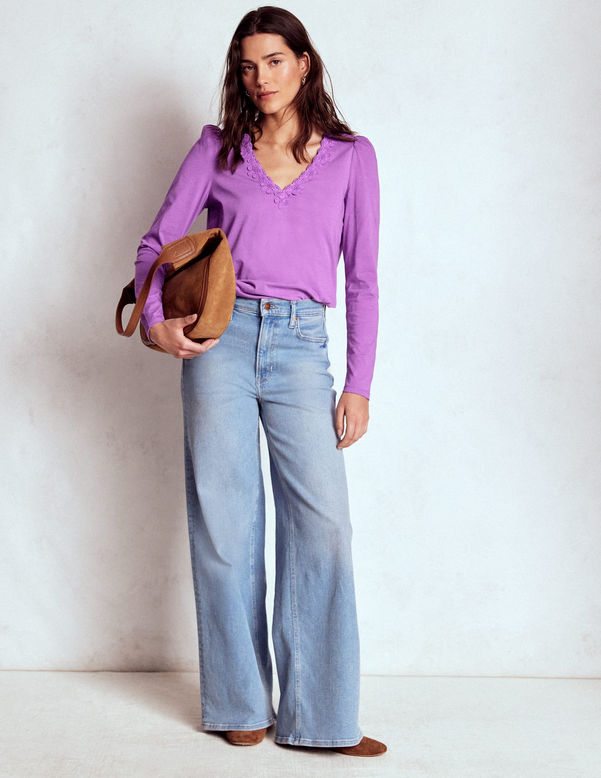Supersoft V- Neck Trim Top-Amethyst Purple - Image 4