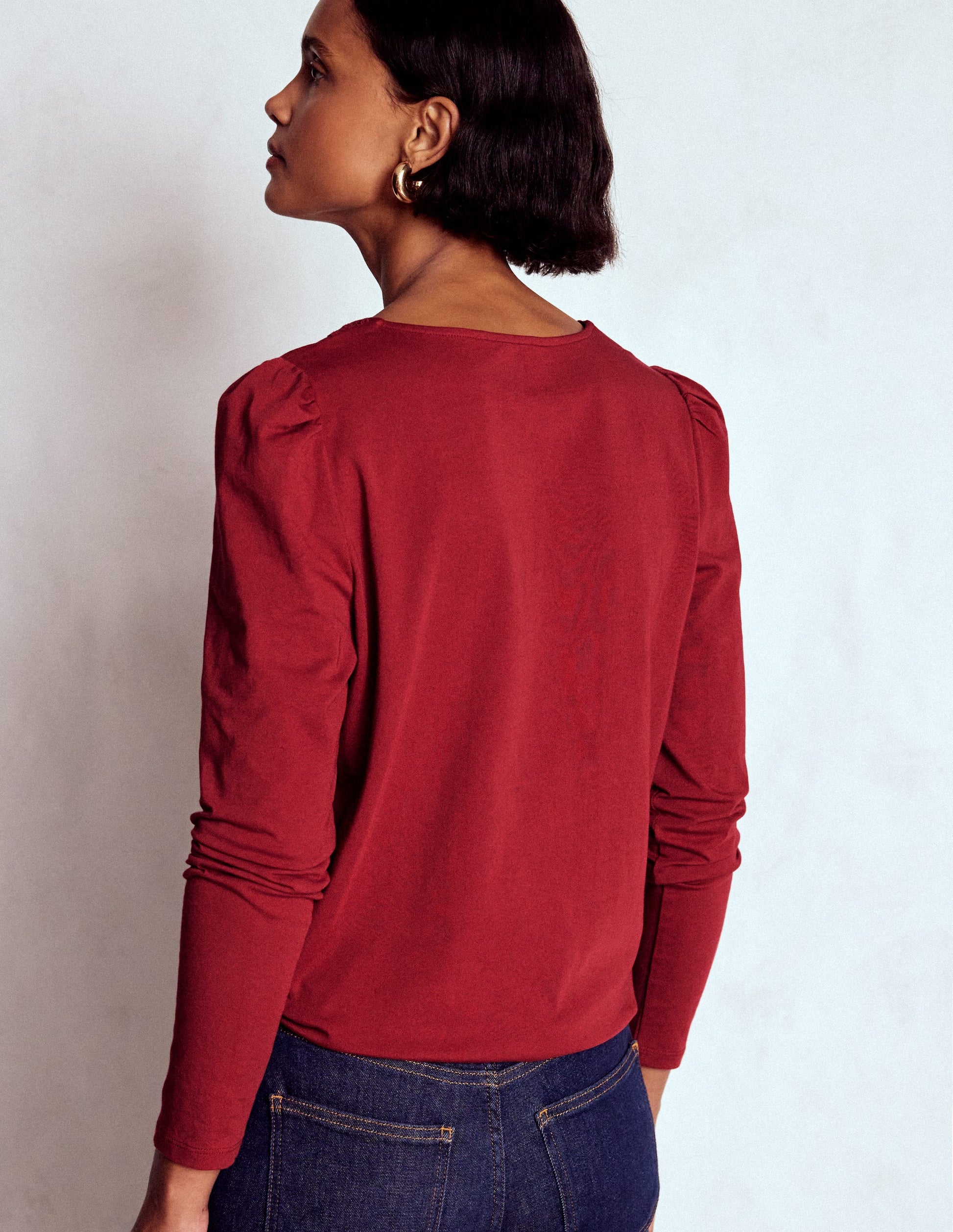 Flora Lace V-neck Top-Burgundy Red-3