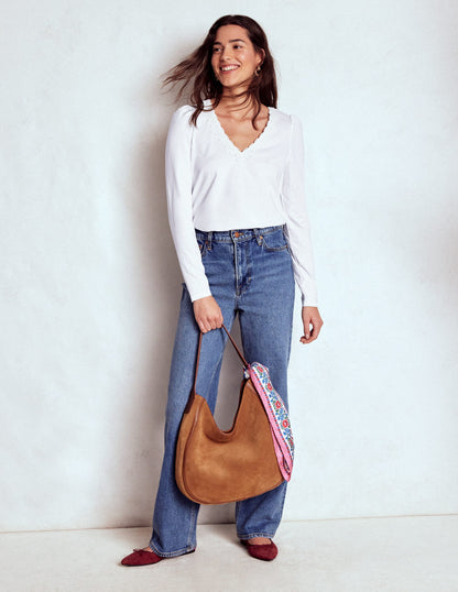 Flora Lace V-neck Top-White-5