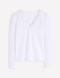 Supersoft V- Neck Trim Top-White