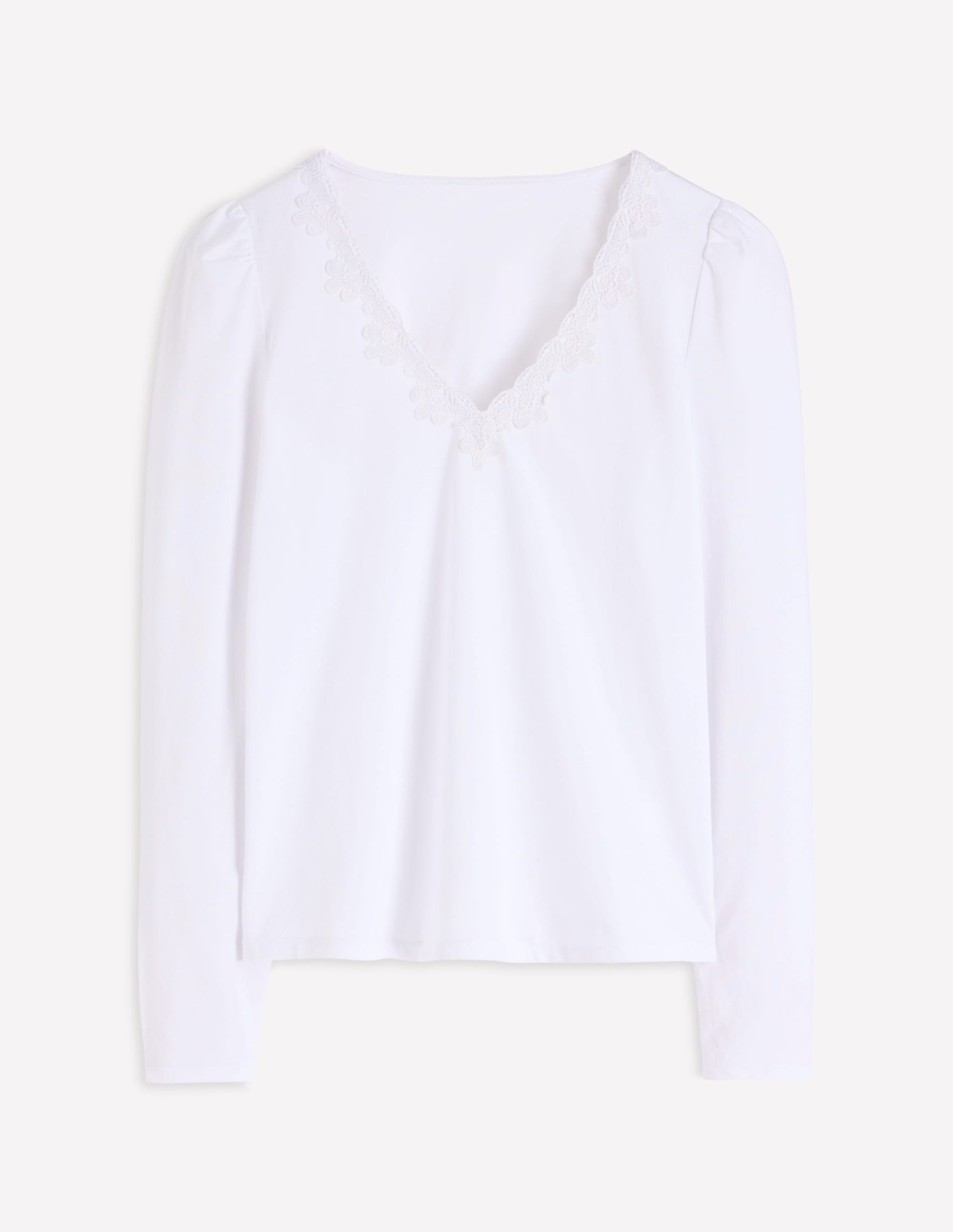 Flora Lace V-neck Top-White-1