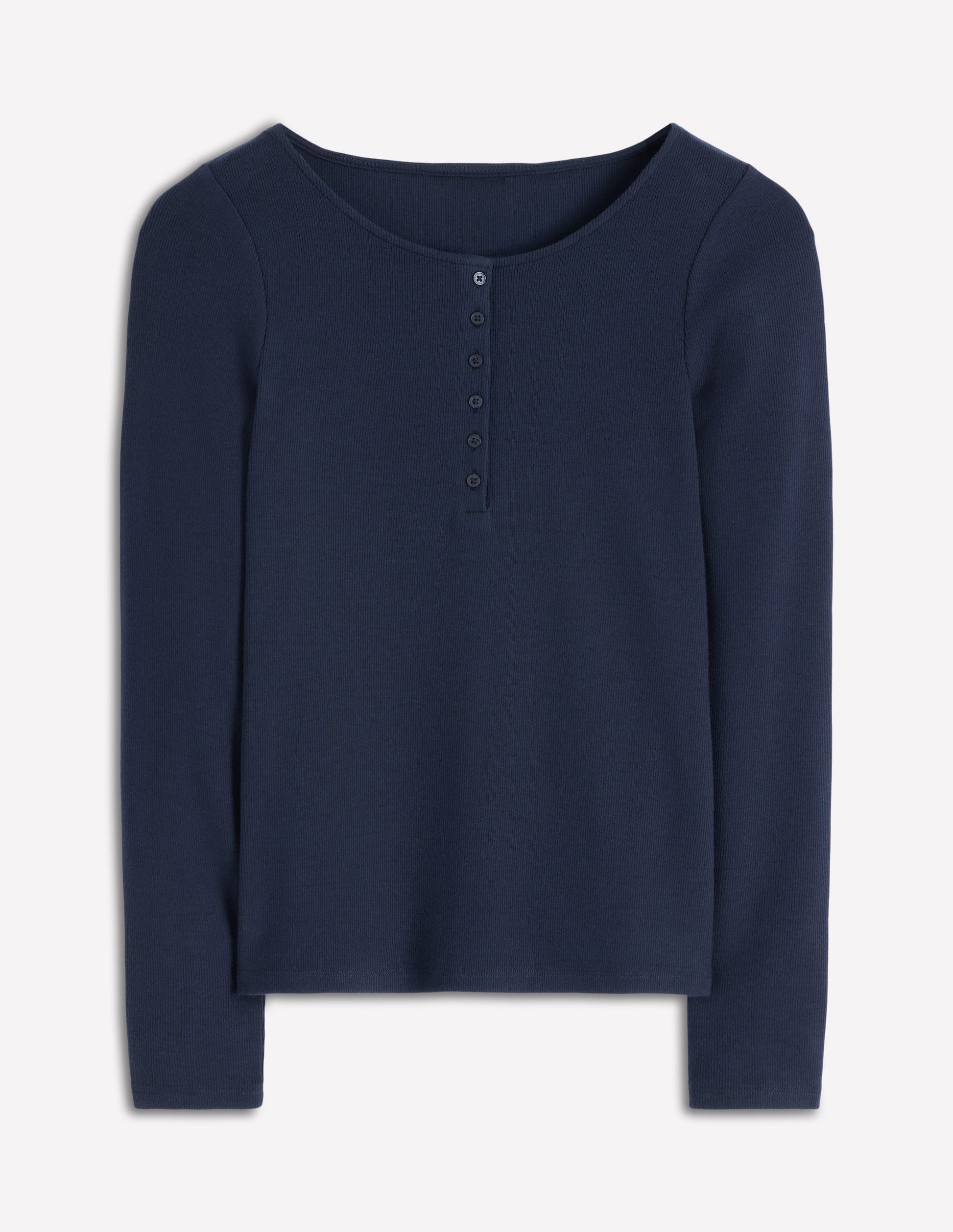 Boden Women's Rib Henley in Blue Boden Women's Rib Henley in Blue