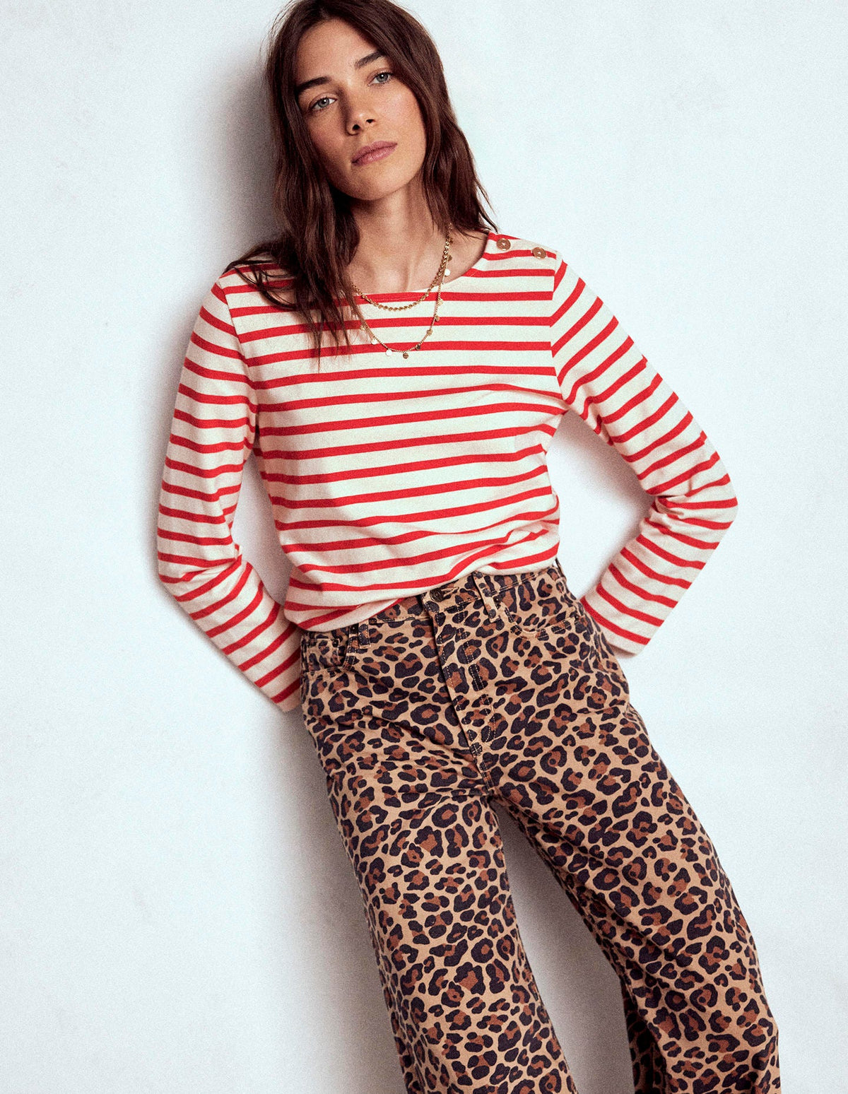 Button Mariner Breton-Ivory and Brilliant Red - Image 1
