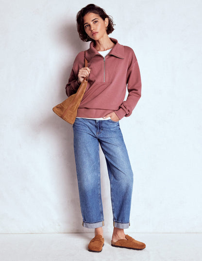 Panelled Half-zip Sweatshirt-Blushing Rose-4