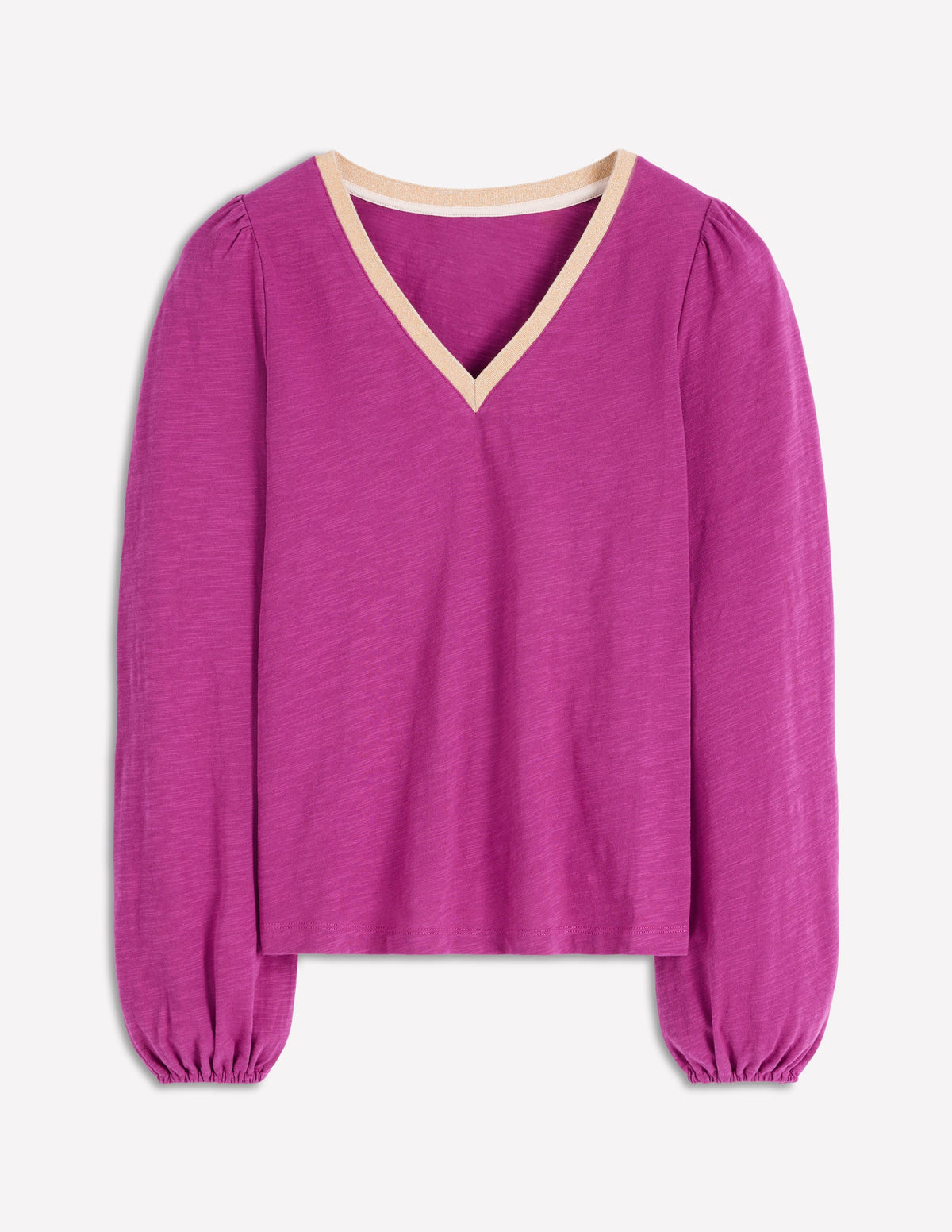 Metallic Trim V-neck Top-Rich Magenta - Image 5